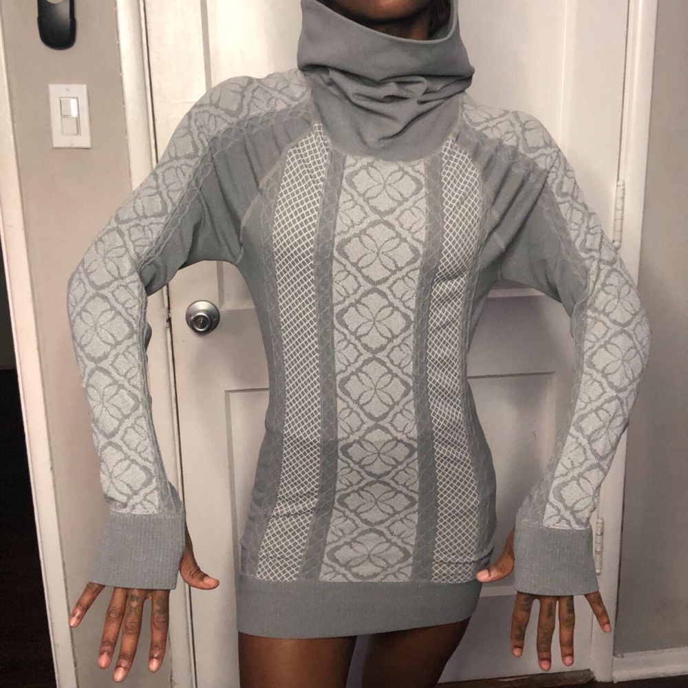 Gray turtleneck sweater